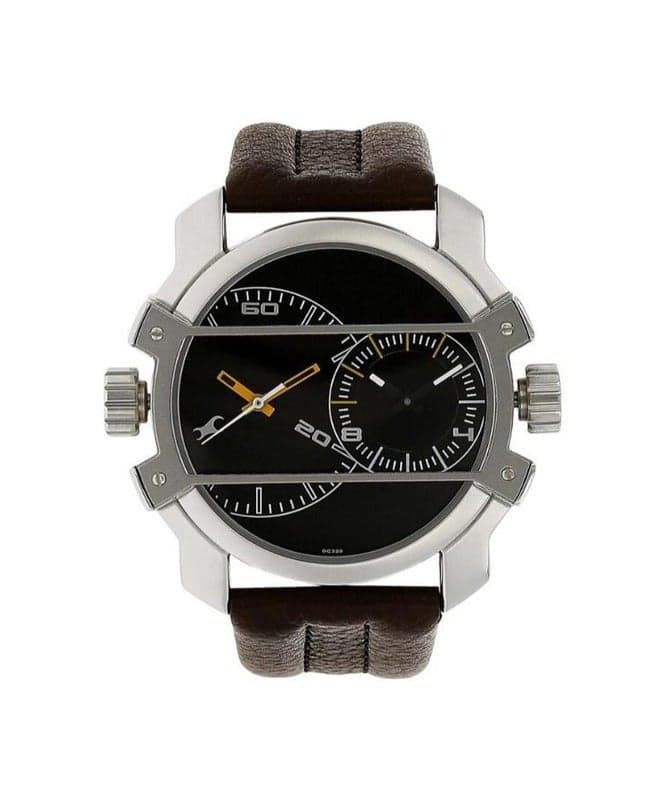 Fastrack By Titan Quartz Analog Black Dial Leather Strap Watch for Men 3098sl02