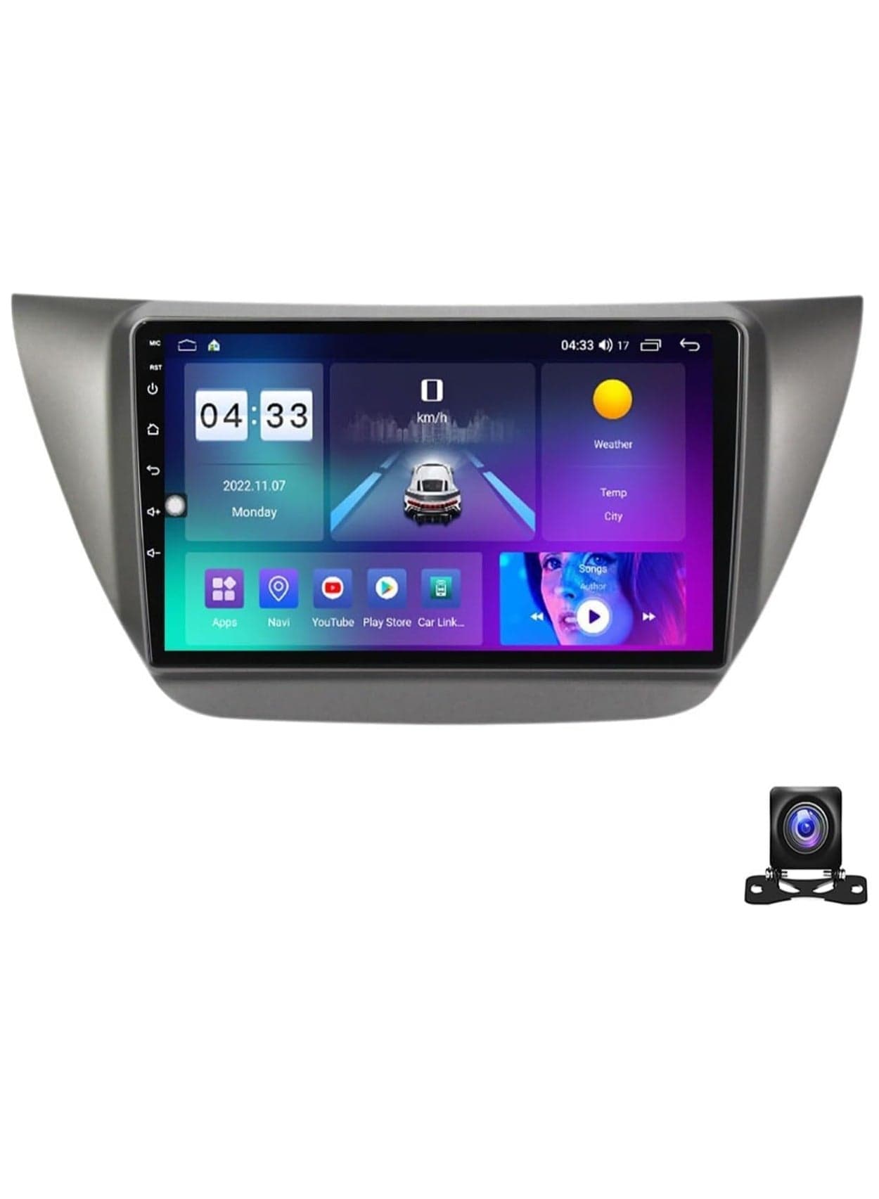 Android Car Stereo for Mitsubishi Lancer 2005-2007 1GB RAM 32GB ROM Mirror Link Wi-Fi BT, Radio GPS Navigation, 9 Inch IPS Touch Screen with AHD Camera Included