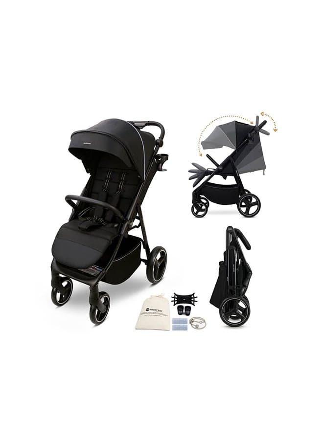 TETRA Ultra-Compact Lightweight Travel All-Terrain Toddler Baby Stroller, Baby Trolley Pushchair Buggy W/Cup Holder, One Hand Fold Deep&Wide Seat, Waterproof UPF 50+ Canopy, 0-4yrs, 22kg, 3yrs Warranty