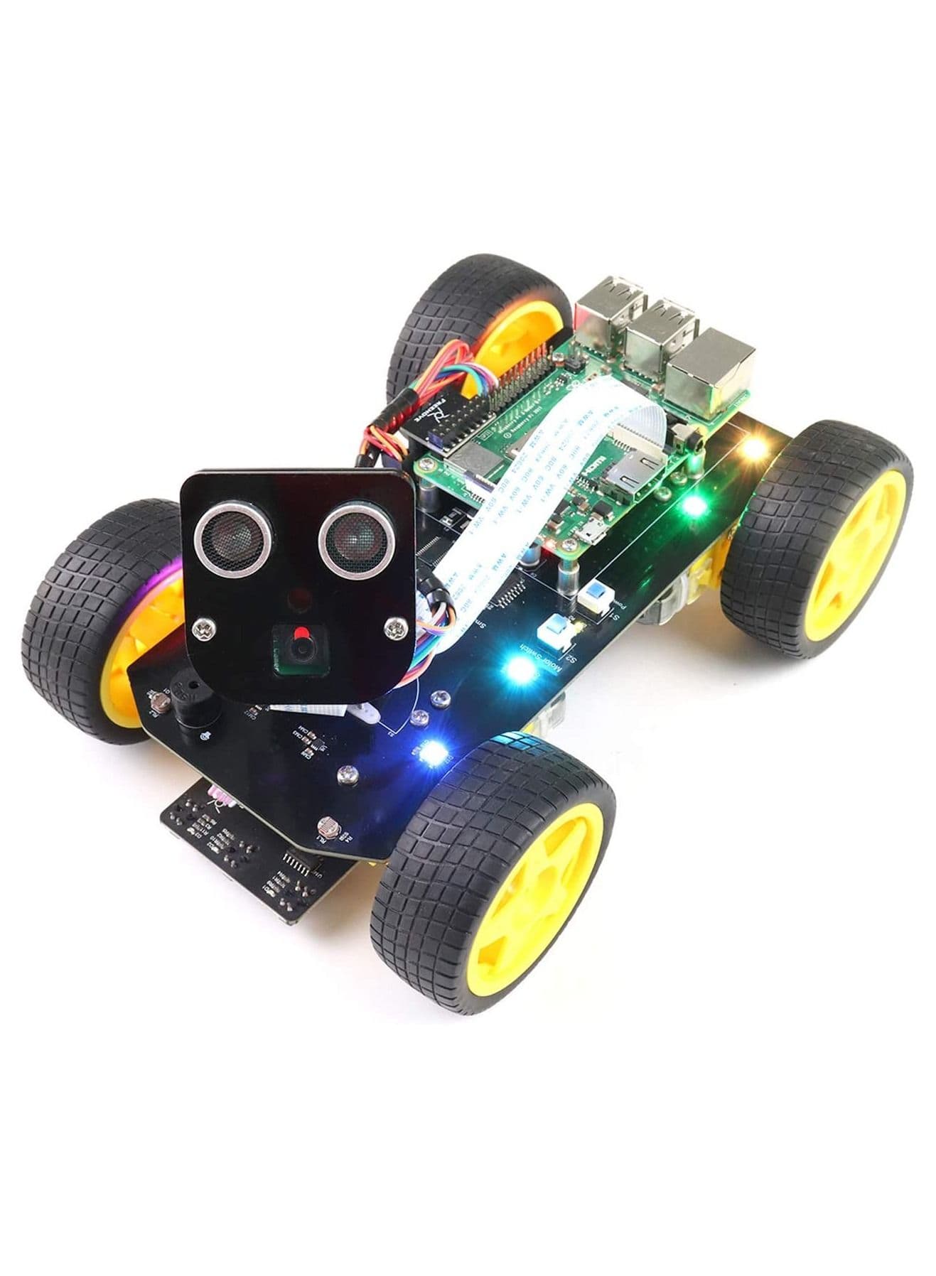 Freenove 4WD Smart Car Kit for Raspberry Pi 4, B 3, B+, B, A+, Face Tracking, Line Tracking, Light Tracing, Obstacle Avoidance, Colorful Light, Ultrasonic Camera Servo, Raspberry Pi NOT Included