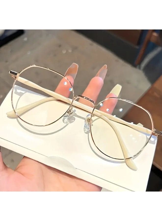 Women's Blue Light Glasses Non Round Oval Full Rim Eyewear Suitable for Face Shaping Computer Smartphone and TV Use Includes Eyeglass Case