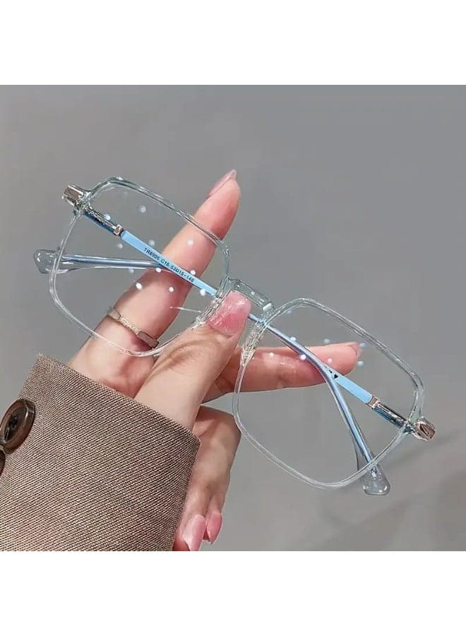 1pc Protection Ocean Fashion Glasses - Clear Transparent Lenses, Lightweight Durable Frame for s, & Driving, European-Inspired Fashionable Design, Stylish Eyewear, Modern Eyewear, Premium Eyewear, Stylish Professionals, Highquality Lenses, Fashionconscious Users for daily (Includes eyeglass case)
,blue lighe blocking glasses,eyeglasses