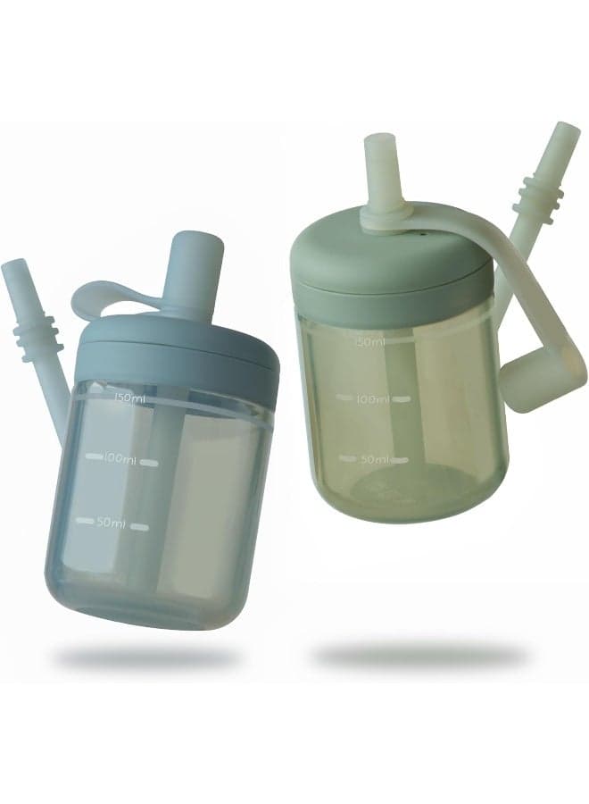Moonkie Baby Straw cup | Silicone Toddler Sippy Cup Training Cup with Straw Lid | BPA-Free Drop-Proof Baby Cup | Led Weaning | 6 Months+, 5 oz, 2pack
