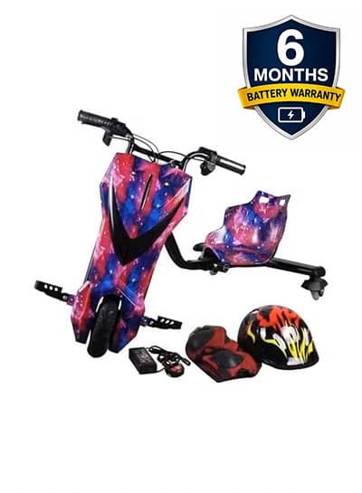Electric Drift Scooter for Kids | 36V Rechargeable Battery | 3 Adjustable Speeds | Bluetooth Music | LED Front Light | Digital Display | Hand Brake | Pink | Ages 3-8 years | 6 Month Battery Warranty