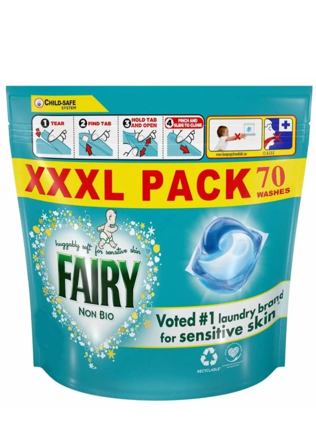 70 Non-Bio Washing Tablets Capsules For Baby & Sensitive Skin - Laundry Detergent