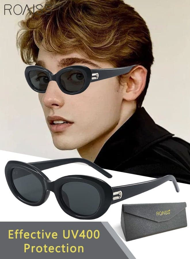 Polarised Oval Sunglasses for Men Women, UV400 Protection Sun Glasses, Fashion Sun Shades for Shopping Party Travel with Glasses Case, 51mm