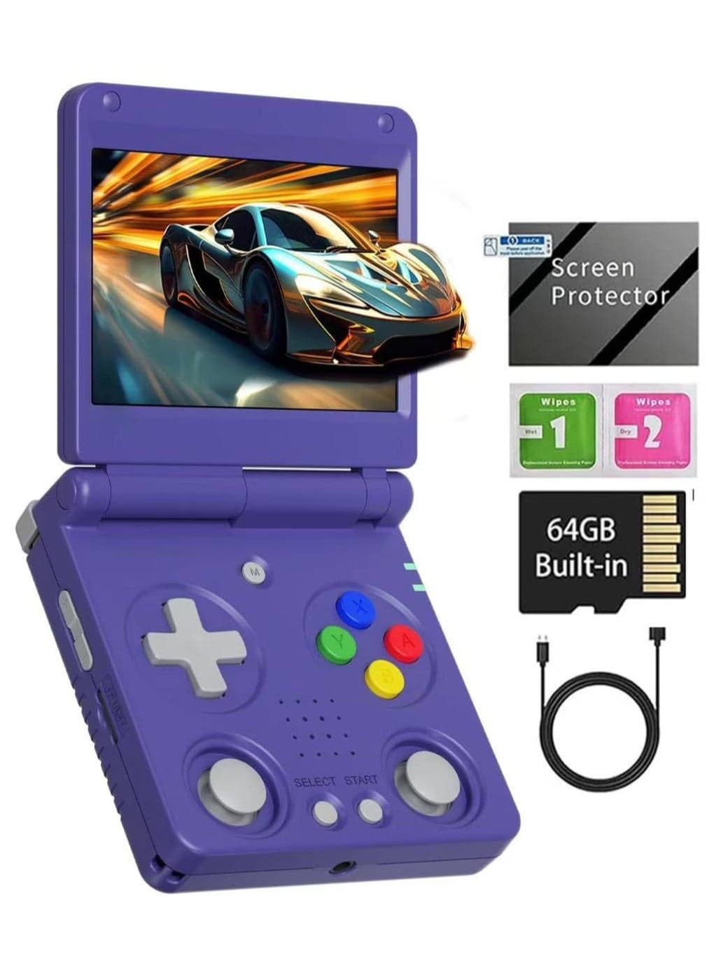 ANBERNIC RG35XX SP Retro Handheld Game Console with Linux OS, HDTV Output, 3.4-inch IPS Screen, WiFi, HDMI, Bluetooth, 64GB TF Card, 5000+ Classic Games, 3300mAh Battery Blue