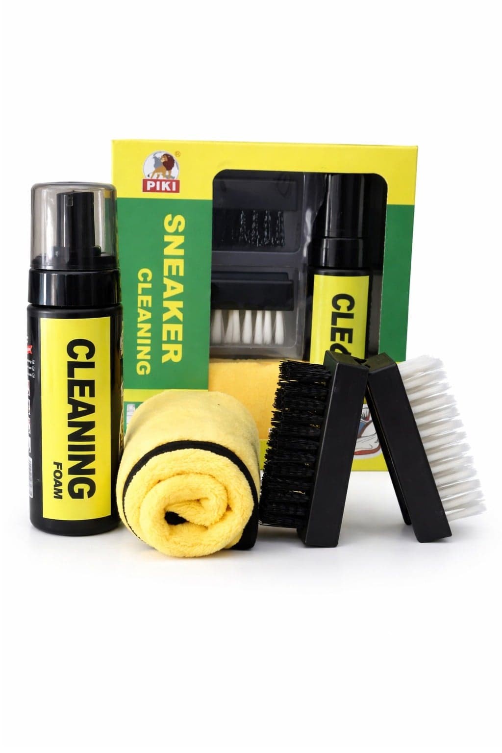 Shoe & Sneaker Cleaner Kit – Deep Cleaning Foam, Dual Brushes (Soft & Stiff), Microfiber Towel – Ultimate Shoe Care Set for Sneakers, Leather, Suede, Nubuck, Trainers & Casual Shoes – Men & Women