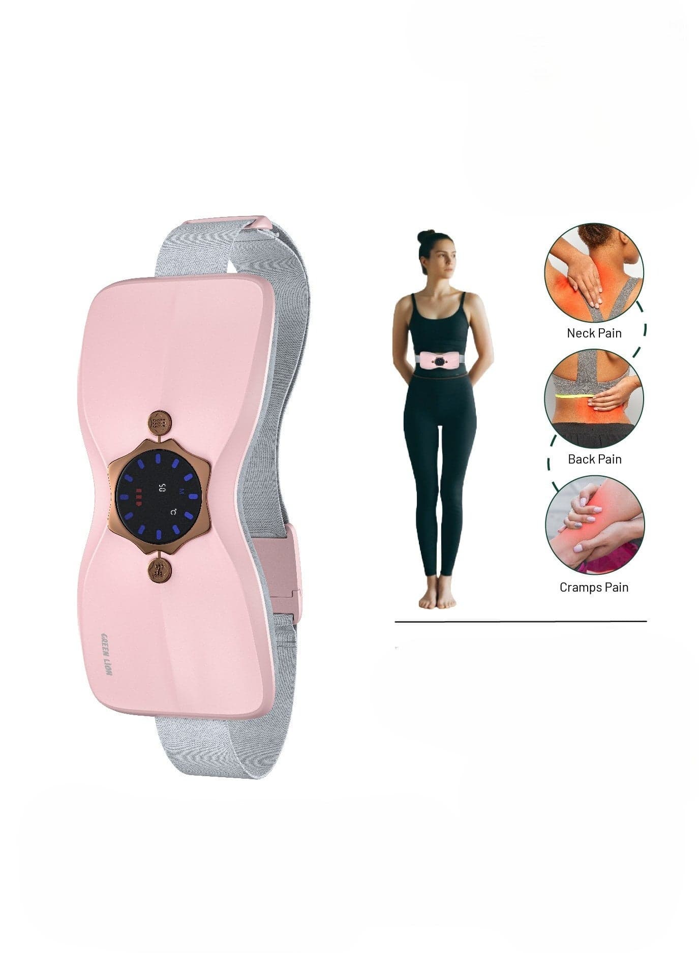Heat Menstrual Heating Pad with Vibration Massage,Rechargeable Electric Heat Belt with 4 Heating Modes, Women Warm Belt, Fast Heat-Up in 3 Seconds, Adjustable Belt, 2500mAh Battery, Portable Relief for Period Cramps – Pink