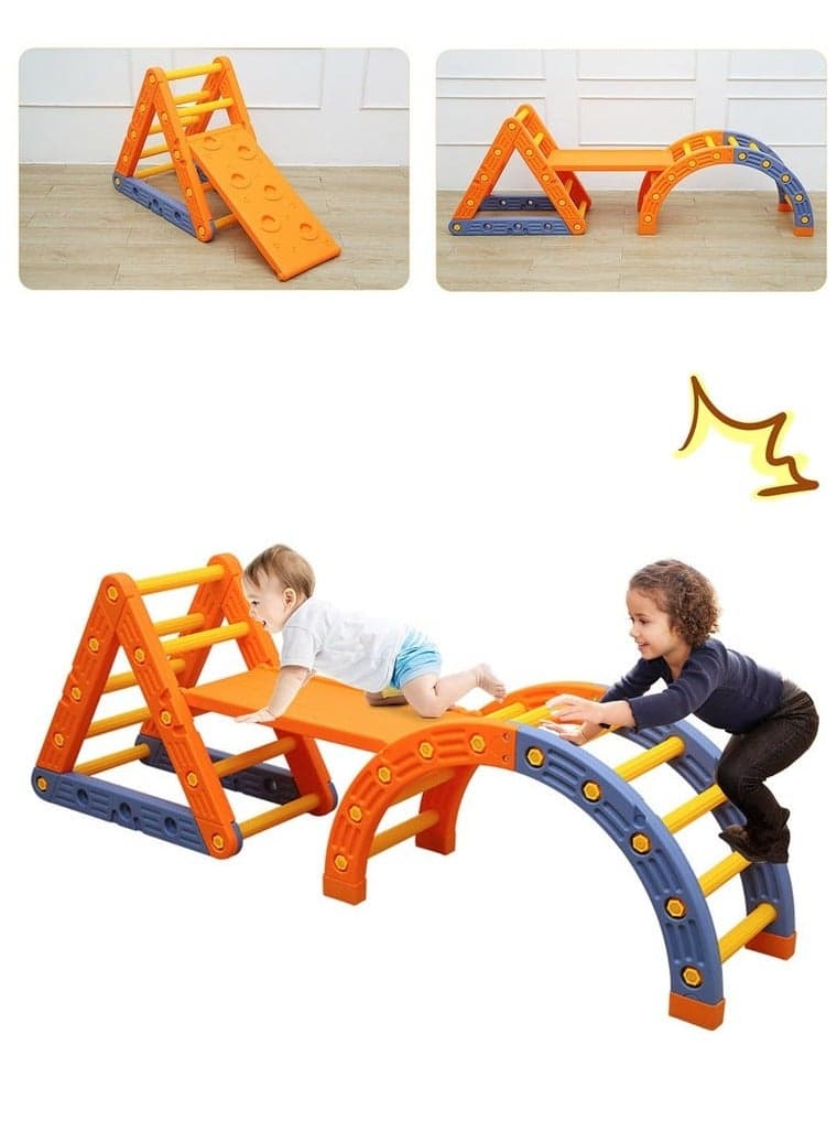 Triangle Set 4 in1 Foldable Baby Climbing Toys Wooden Montessori Climbing Set with Arch Ramp Ladder Baby Climber Indoor Jungle Gyms for Toddlers Montessori Toys