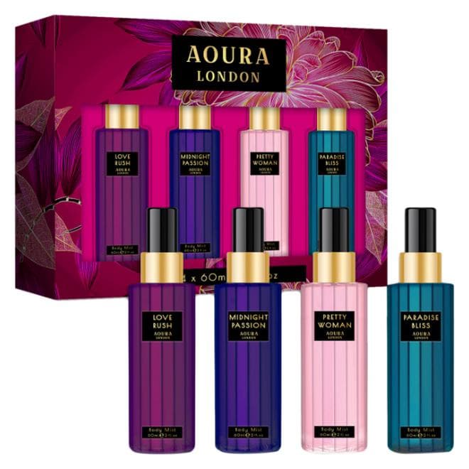 Collection Set Womens Body Mist Gift Set With Midnight Passion Love Rush Pretty Woman And Paradise Bliss Fragrance Spray Set (4X60Ml)