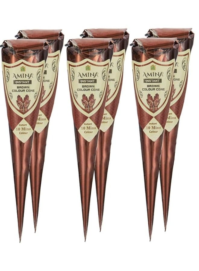 Amina Henna Brown Colour Mehndi Cone - Pack of 6 Pcs