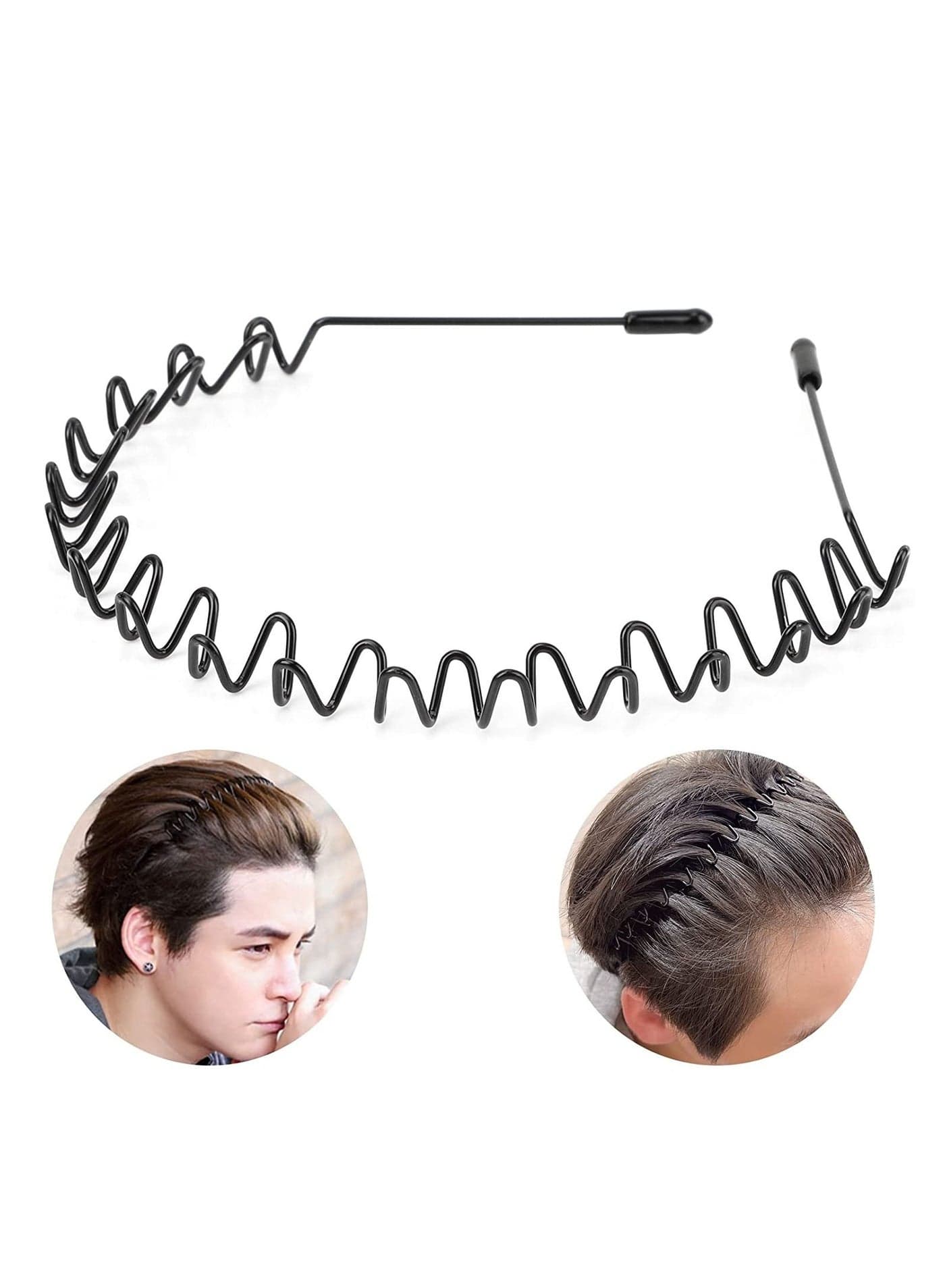 Metal Hairband for Men Headband Women Hair Bands Men Unisex Black Wavy Spring Outdoor Sports