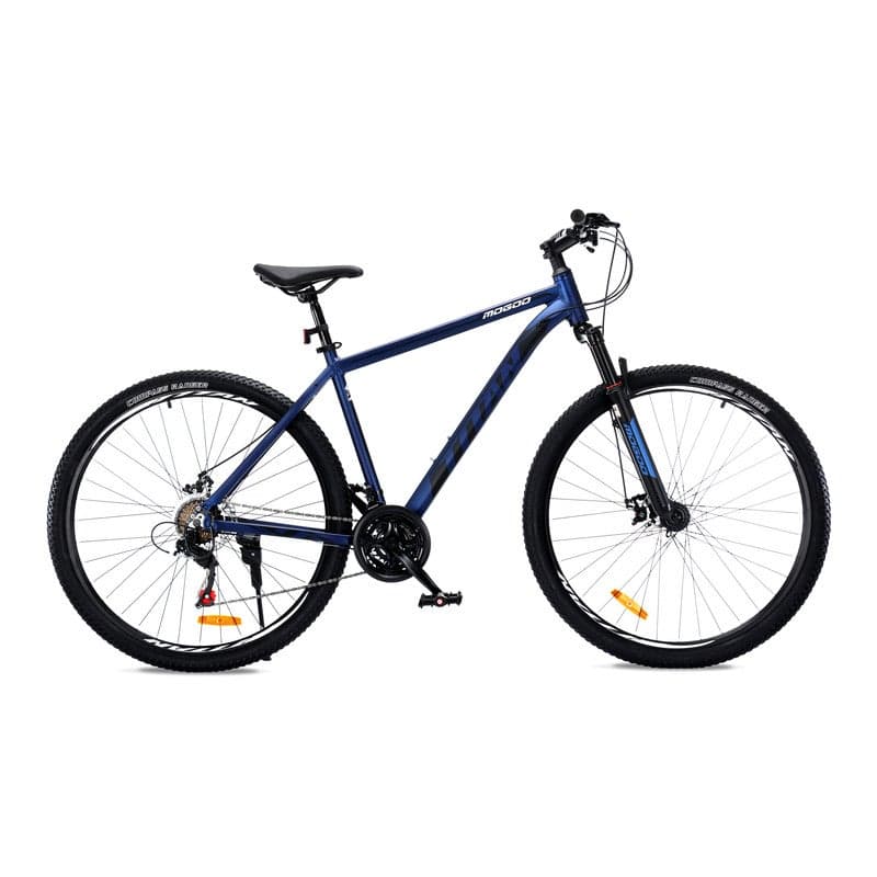 Mogoo Titan Aluminum Alloy Mountain Bike 27.5 Inch | 21-Speed MTB for Adults | Mechanical Disc Brakes, Front Suspension, Internal Cables, Adjustable Seat - Midnight