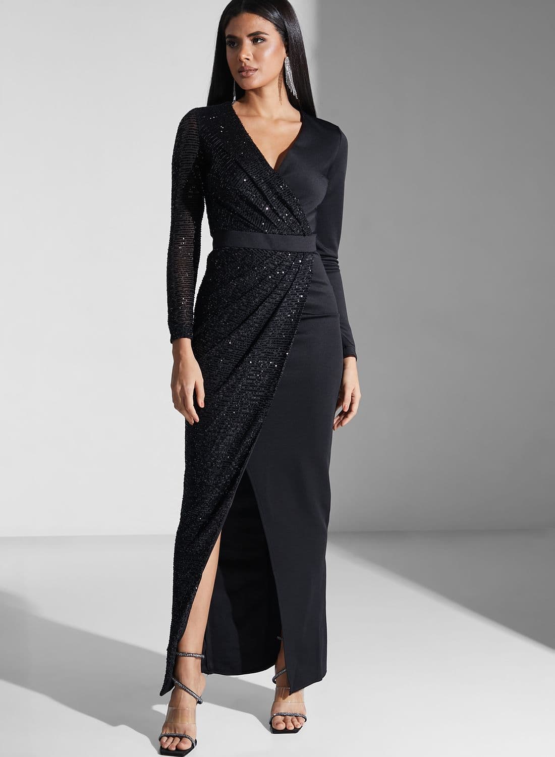 Sequin Detail Gown Dress