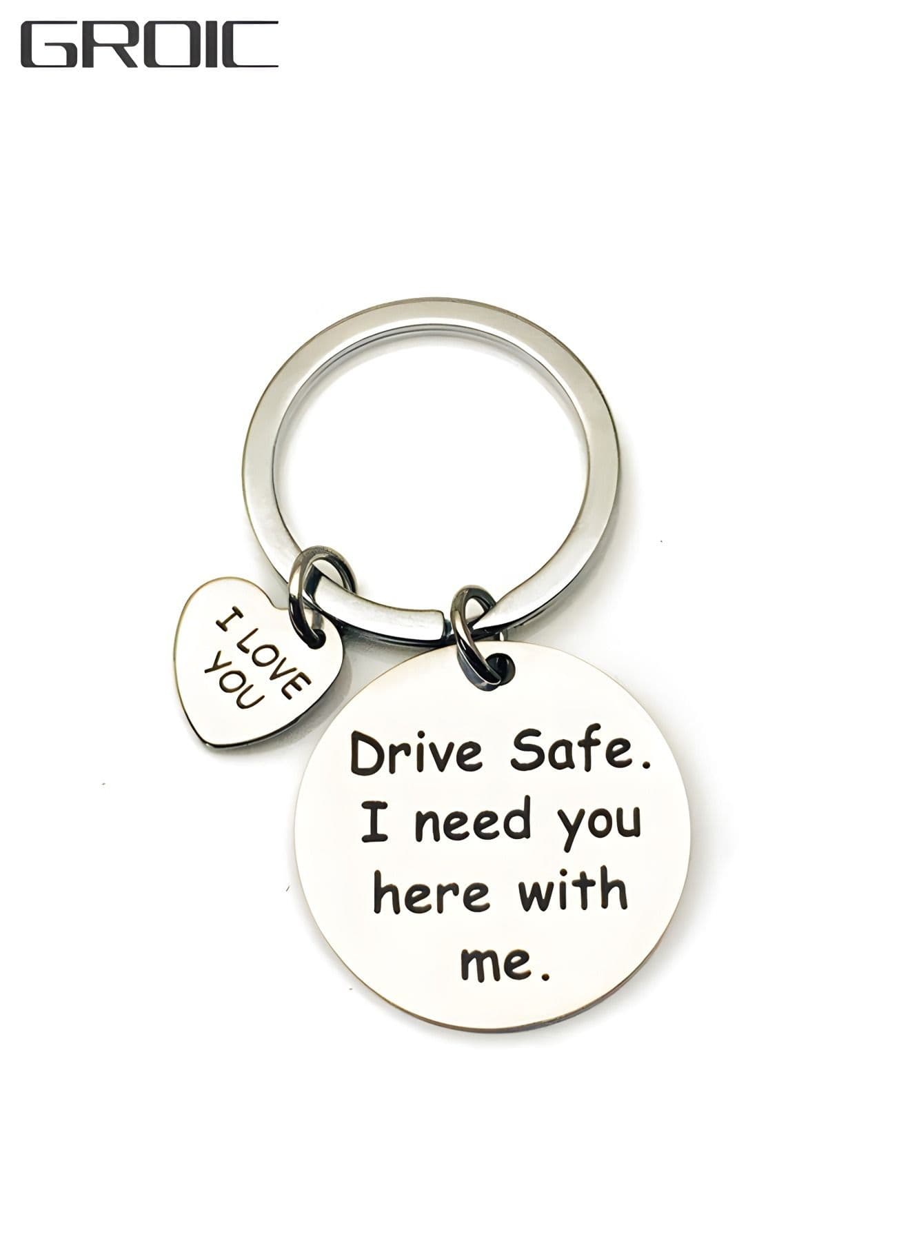 Car Keychain Birthday Gifts for Boyfriend Husband Love Keychain Valentines Gifts for Wife Girlfriend Anniversary Present,''drive safe i need you here with me'' Key Chain