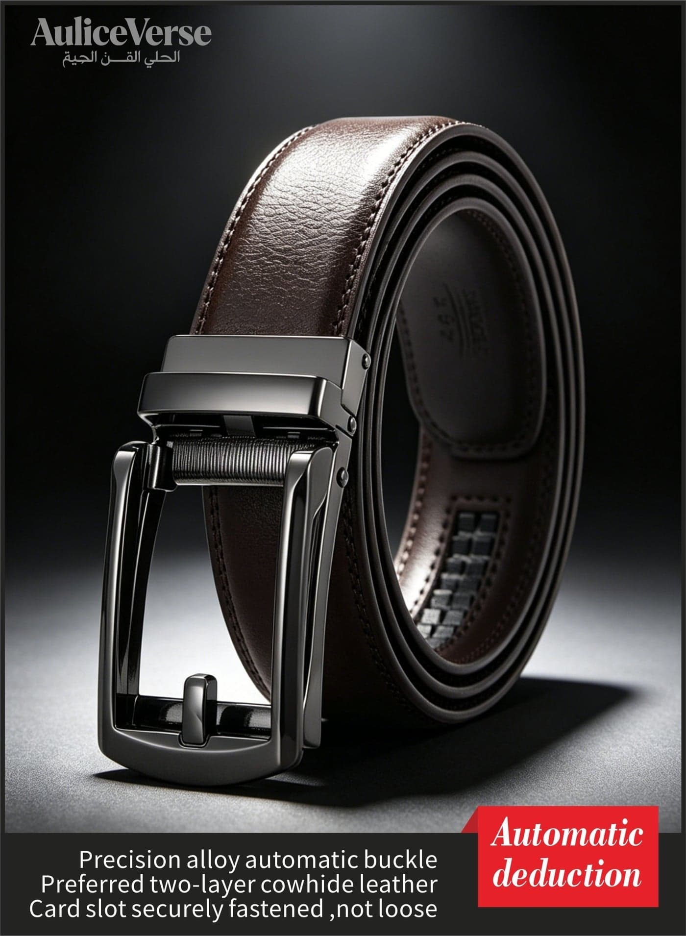 Classic Brown Leather Automatic Buckle Men's Belt | Crafted from Premium Leather & Alloy, Simple & Stylish