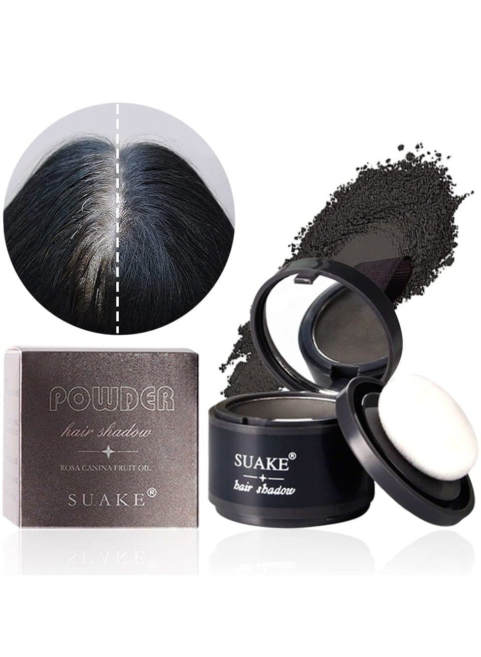 Hair Shadow Powder with Puff Touch Instantly Natural Magical Quick Cover Hairline Powder Hair Root Dye Hair Root Concealer for Thinning Hair to Beautify Forehead Curves 4g