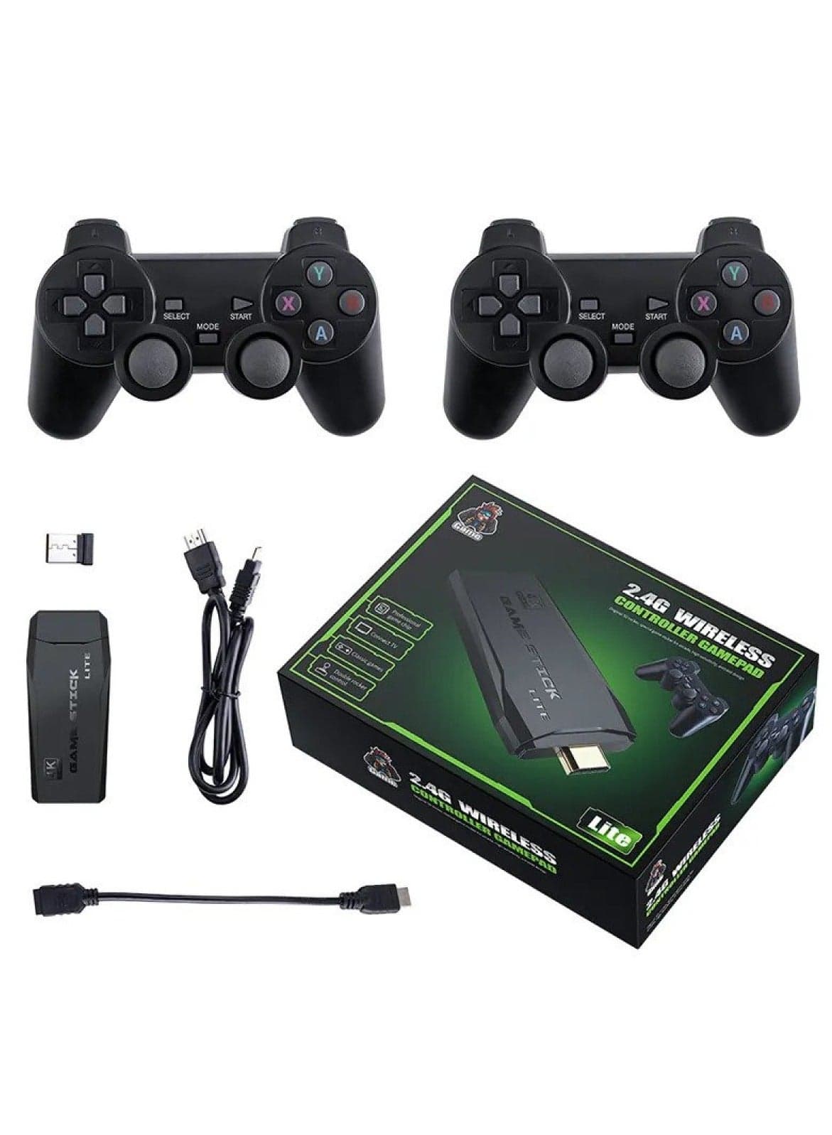 Game Console 4K HD Video Game Console 2.4G Dual Wireless Controller Classic 64GB Retro TV Game Console 10000 Game Stick