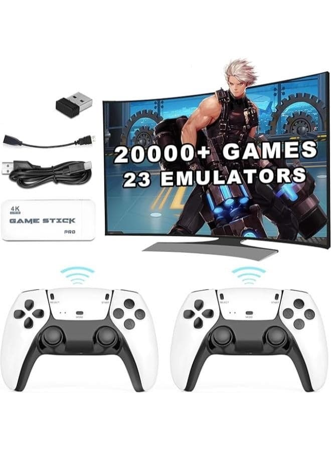 2025New M15 Wireless Retro Game Console, 23 Emulators20000+Games and, with Dual 2.4G Wireless Game Controllers, Plug and play 4K HD HDMI TV Game Stick,Video Game Perfect Gift for All Events and Game Lover.