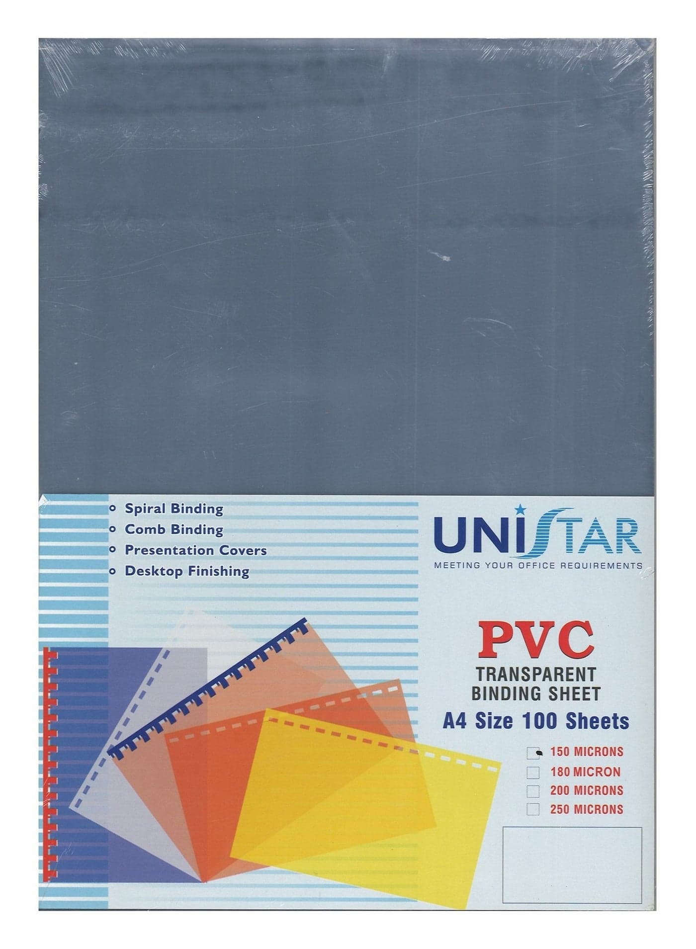 100-Piece A4 Size Clear PVC Binding Sheet 150 Micron Thickness