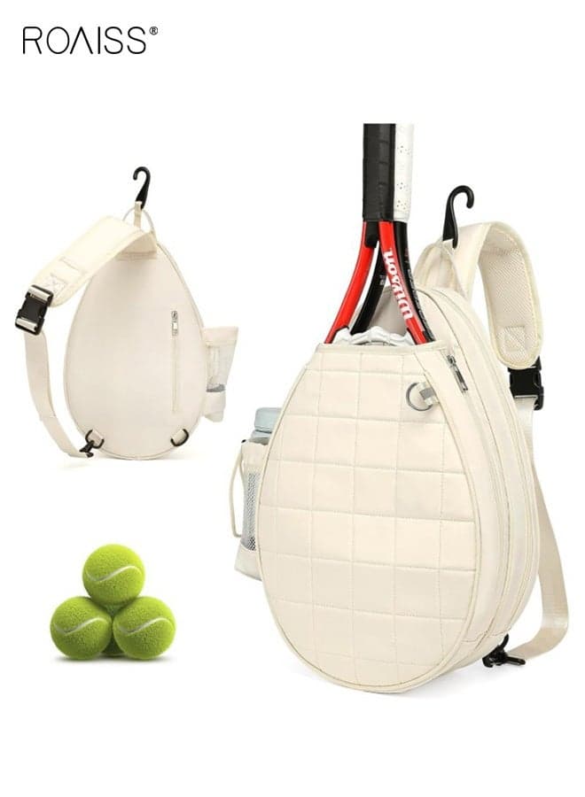 Racket Sports Backpack Large Capacity Tennis Badminton Travel Bag With Layered Storage And Independent Shoe Compartment For Players Beige
