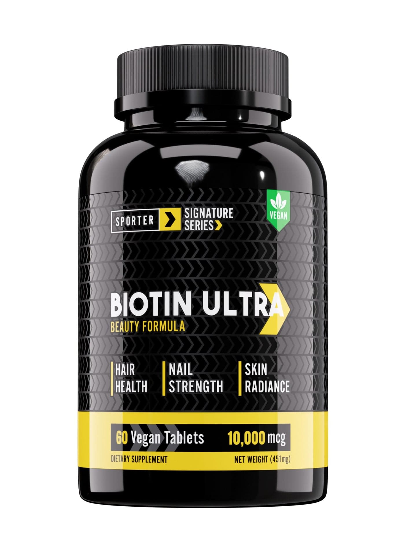 Sporter Biotin Ultra – 60 Vegan Tablets | 10,000mcg High-Potency Biotin | Supports Hair Growth, Skin Radiance & Nail Strength | Beauty from Within | Plant-Based Formula