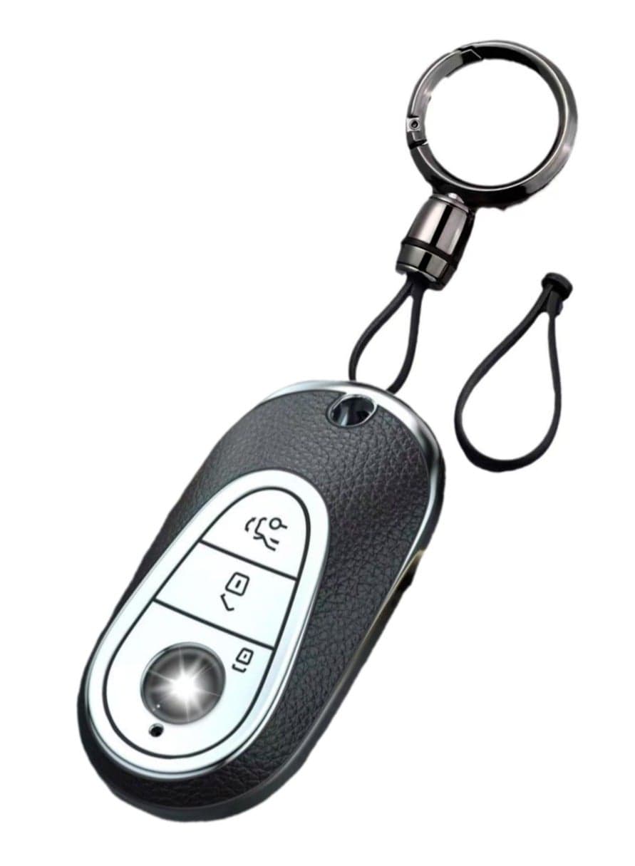 OUYoo Car Key Case for Mercedes Benz, Key Case Cover for Mercedes Benz C S Class W206 W223 2020UP, Key Case Protective Accessory,Bring a key chain.