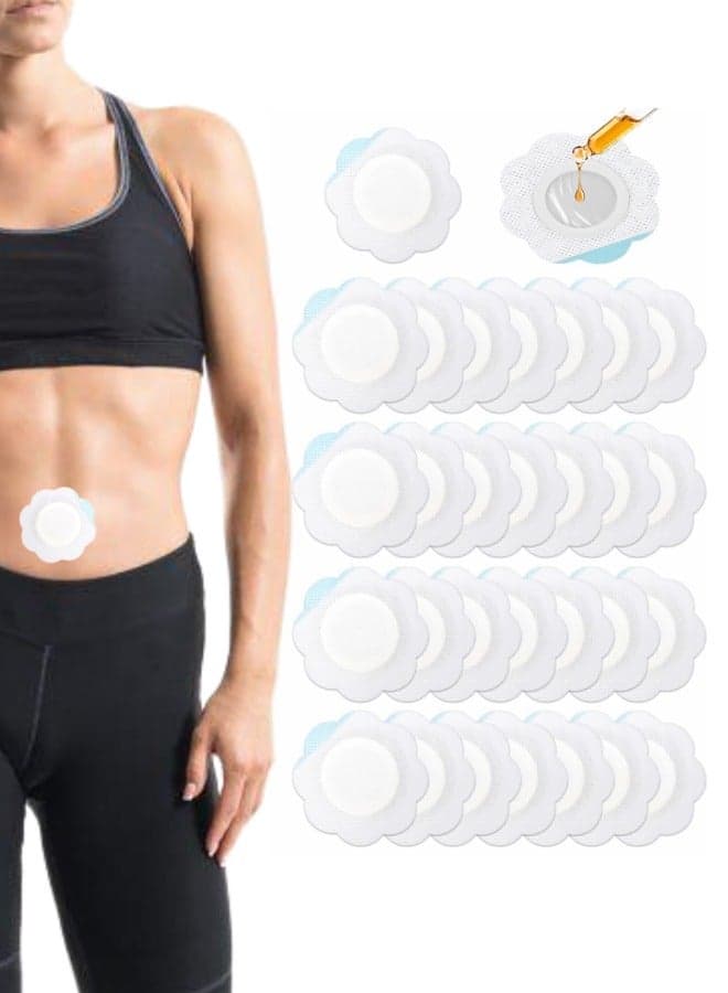 50pcs c Wrap Belly Button Patch, Self-Adhesive & Highly Absorbent Castor Oil Wrap Pack for Neck/Shoulders/Knees, Spunlace Cloth No Wash Anti-Seepage Pad Patches 7cm x 7cm (Oils Not Included)