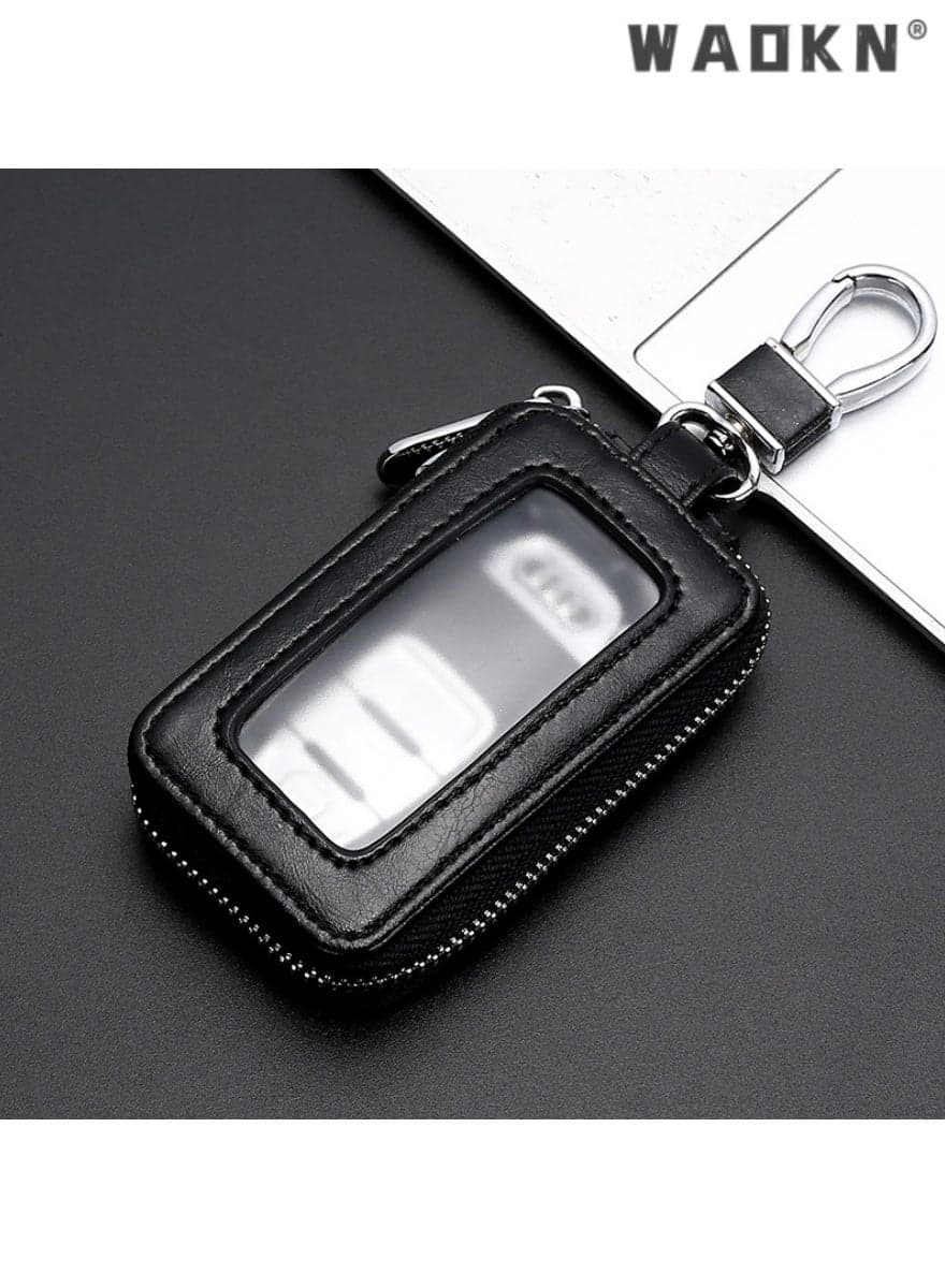 Sleek Korean Style Large Capacity Key Waist Bag, Household Mini Car Key Bag, Stylish Portable Waist-hanging Key Storage Pouch(black)