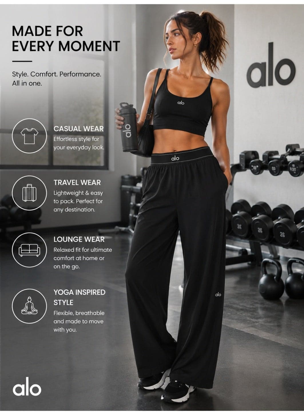 Women's High-Waist Wide Leg Lounge Pants – Lightweight Relaxed Fit Casual Travel, Yoga & Everyday Wear Trousers with Side Pockets – Black – Suit Up Trouser (Regular)