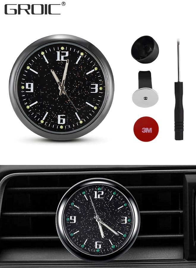 Starry Sky Car Dashboard Clock, Stick on Dashboard or Install with Air Vent Clip, Mini Tiny Small Analog Clock for Vehicle Automotive Car,Vehicular air Vent Clock,Car interior