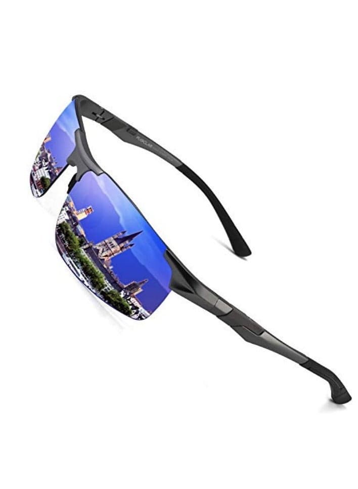 PUKCLAR Mens Sunglasses Polarized Driving Sports Sunglasses Al-Mg Metal Frame Cycling Fishing Golf Goggles