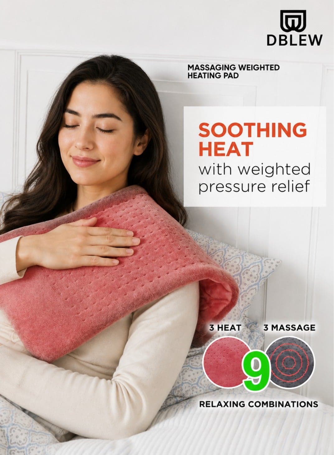 Electric Heated Massaging Blanket Mattress Weighted Heating Therapy Pad Massager Vibrating Wrap Shawl For Neck Back Shoulder Hip Waist Lumbar Tummy Ankle Muscles Whole Body Pain Relief and Relaxation