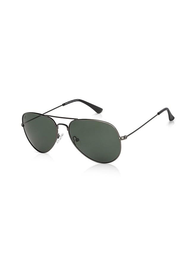 Unisex VINCENT CHASE By Lenskart | Vintage Full Rim Aviator Polarized & UV Protected Sunglasses For Men & Women VC 5158/P - 58mm - Grey