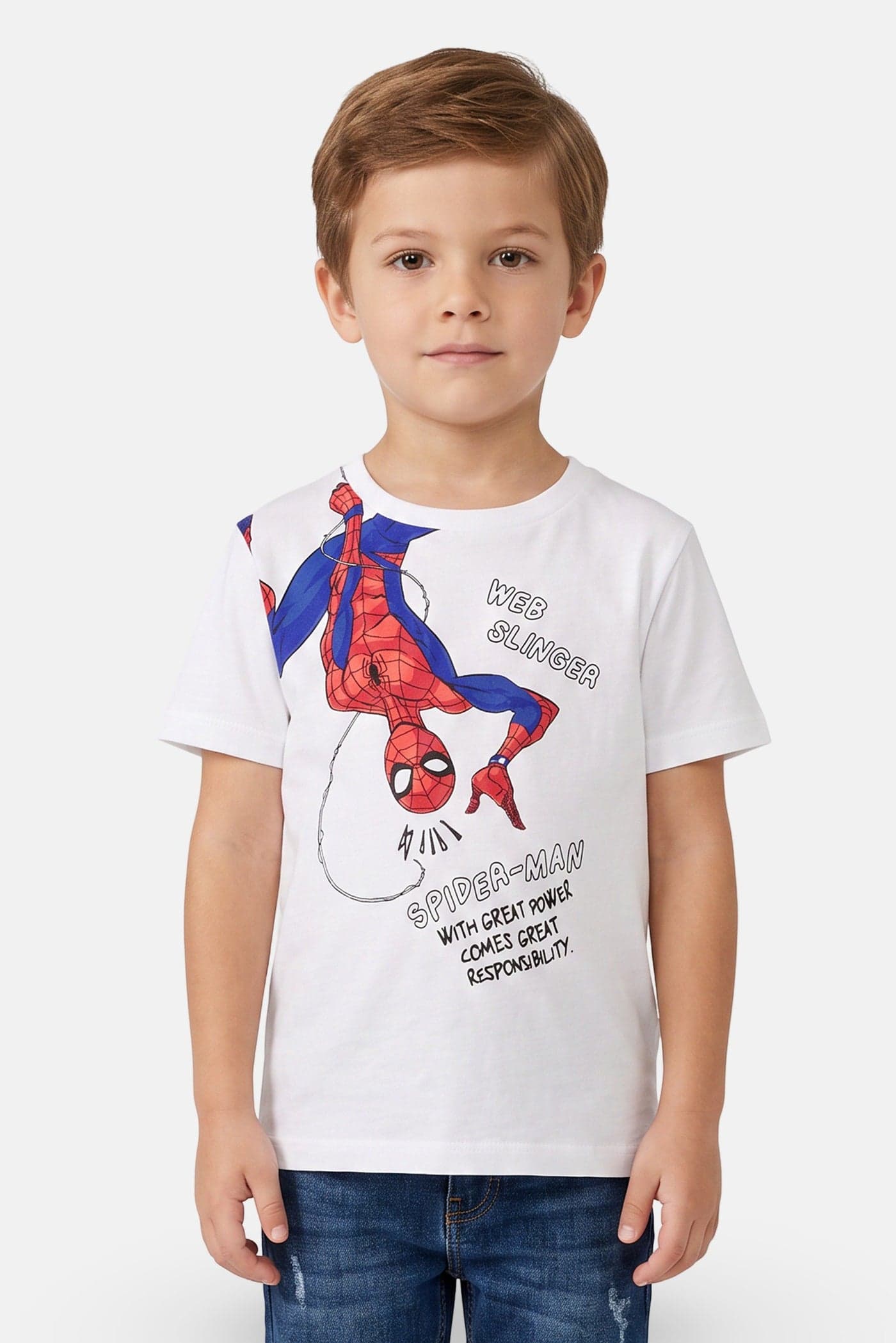 Kids Boy Spiderman Short Sleeve T-Shirt, White