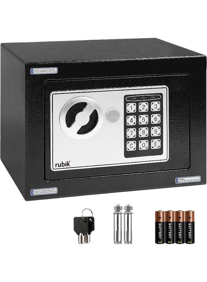 Safe Box Small with Electronic Keypad Lock and Physical Key, Mini Digital Security Deposit Locker for Home Office Hotel Jewelry Passport Watches Cash Storage (23x17x17cm)