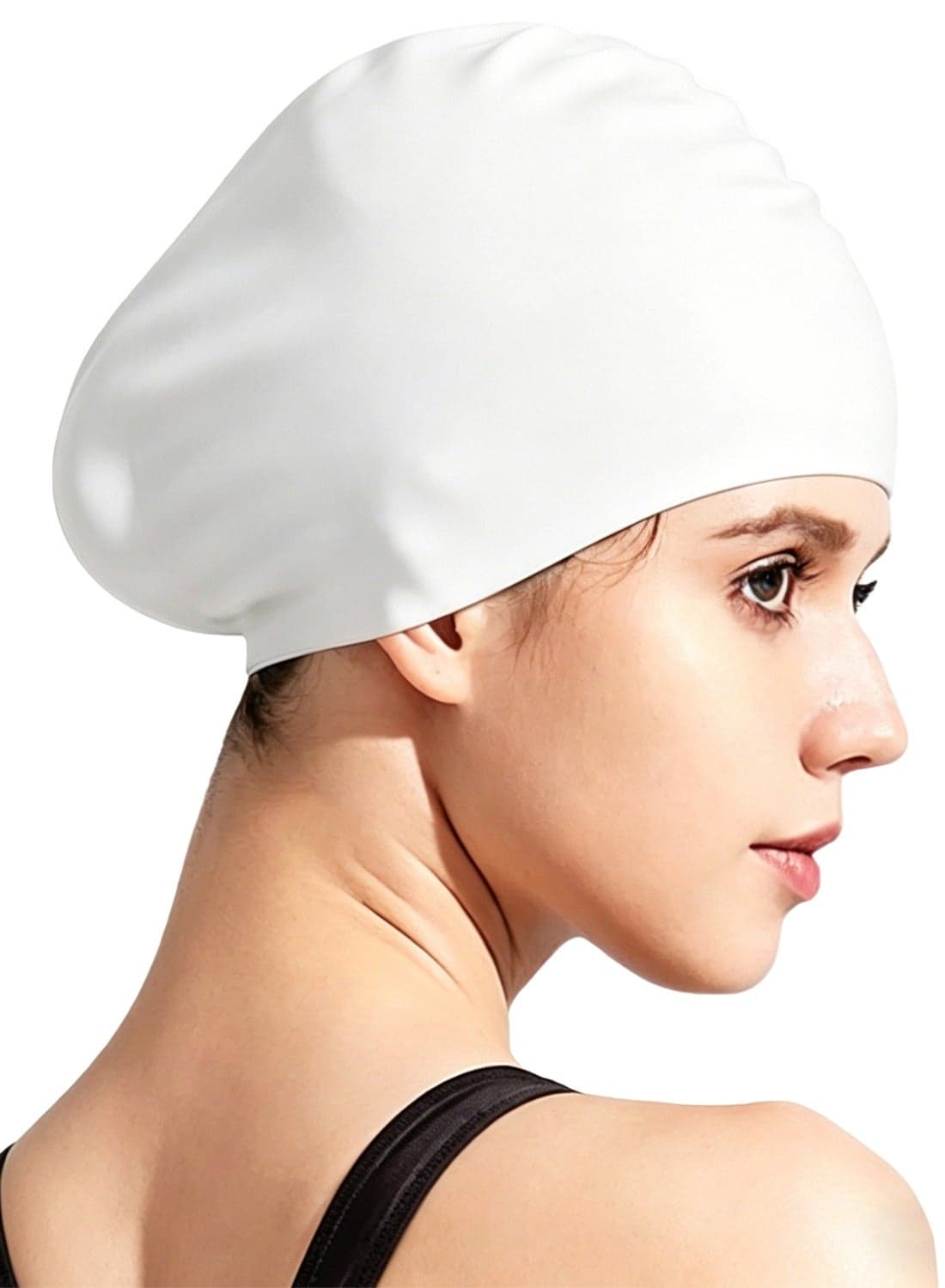 Extra Large Swim Cap - Swimming Cap for Long Hair, Dreadlocks, Weaves, Hair Extensions, Braids, Curls & Afros - Silicone Swimming Cap for Women & Men, Keep Hair Dry Non-Slip