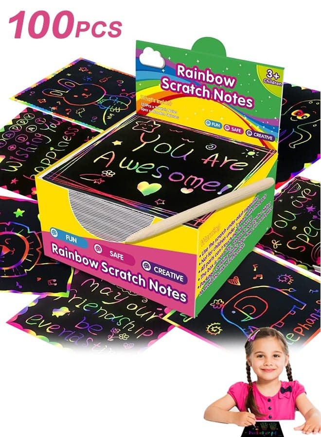 Rainbow Scratch Paper Art Crafts Mini Notes Kids Gifts 4 5 6 7 8 9 10 Years Old Girls Boys Students Teens Classroom Prizes Supplies School Birthday Party Travel Toy