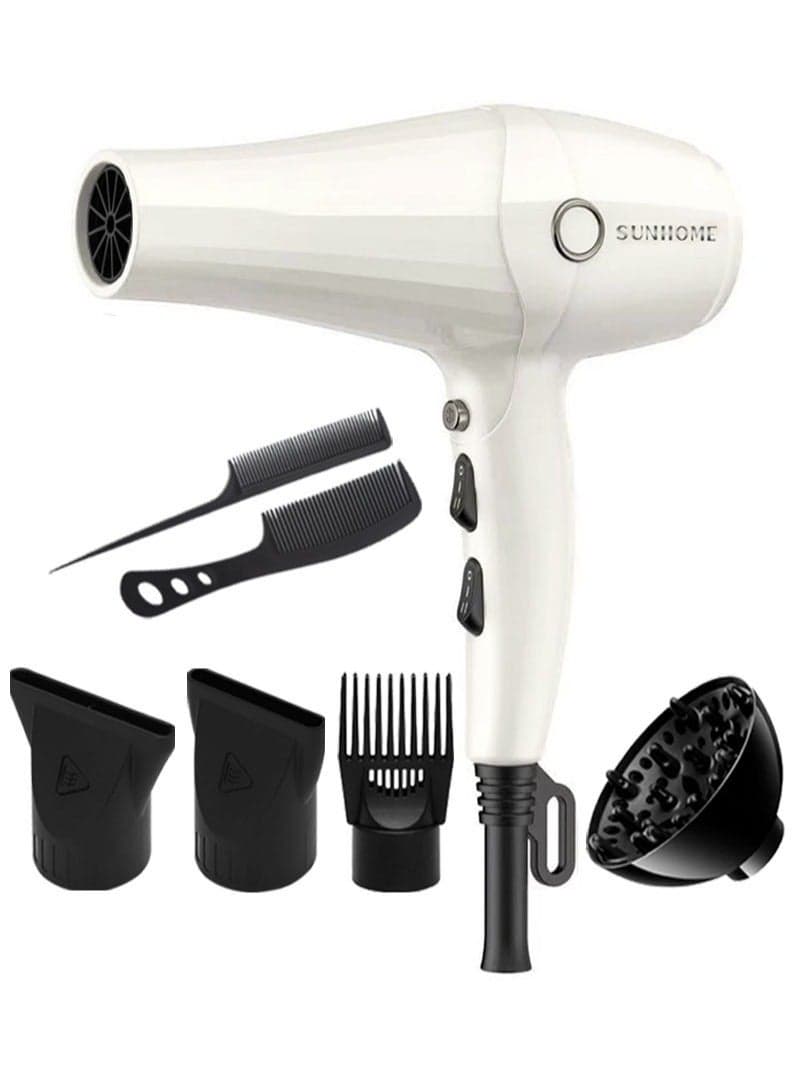 7-Piece Professional Hair Dryer Set 2500W White White
