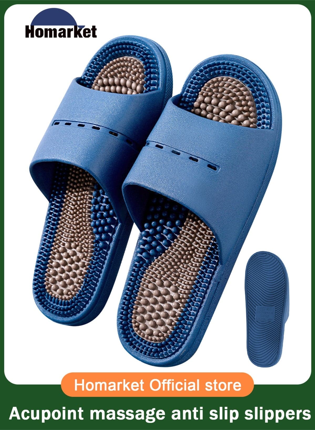 Acupressure Massage Slippers for Plantar Fasciitis for Women and Men Acupuncture Slippers Arthritis Neuropathy Pain Relief Non-Slip Massage Sandals Womens Stress Relief Gifts for Bath (Blue)
