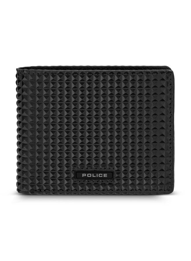Pyramid Black Leather Bi-Fold Wallet for Men
