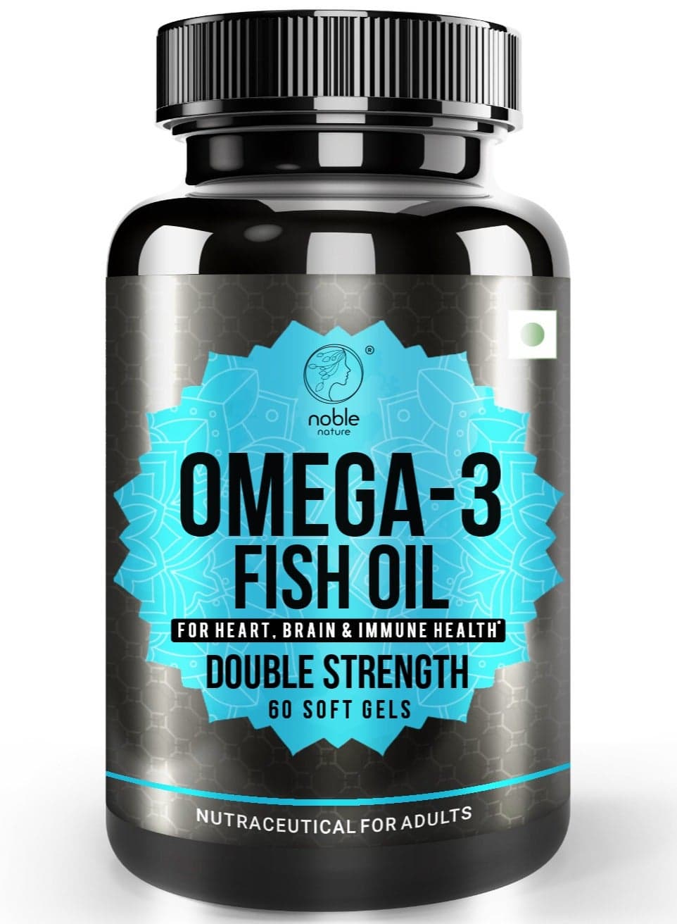 Omega 3 Fish Oil with EPA & DHA Fatty Acids - Heart, Brain & Immune Support for Men & Women, 1000 mg, Double Strength, 60 Softgels