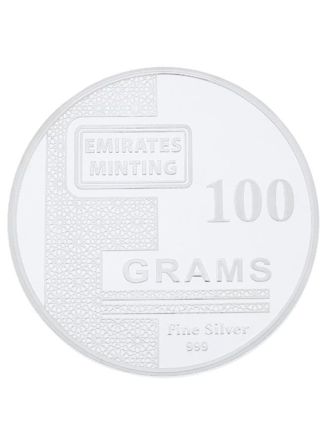 Emirates Minting 100 Grams Flower Silver Coin 999 Purity