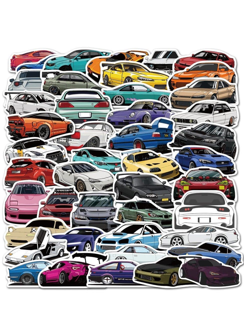 100 Pcs Car Stickers Racing Car Stickers Waterproof Stickers Sticker Toysfor Bike Water Bottles Laptop Refrigerator Cup Luggage Computer Mobile Phone Skateboard