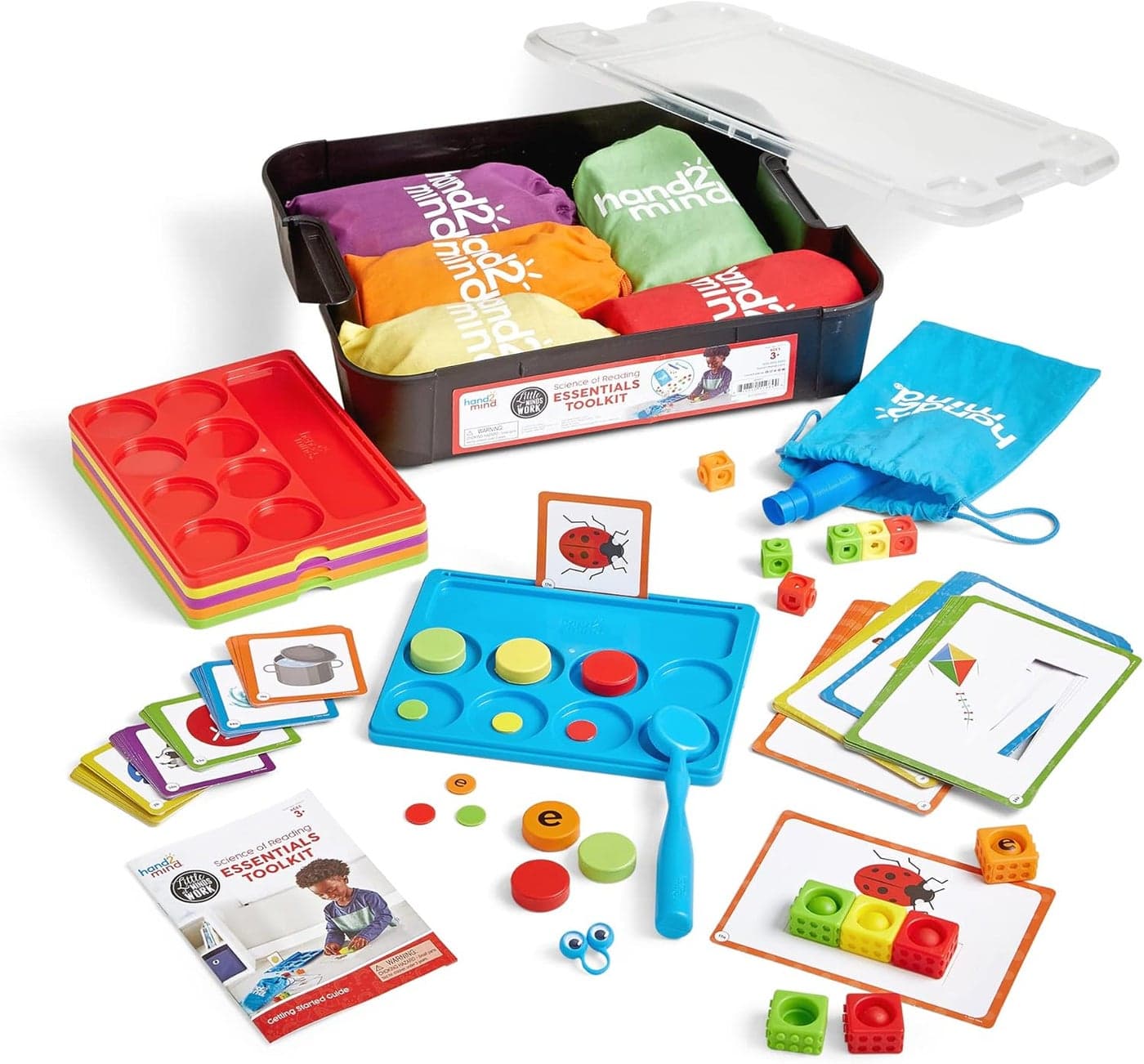 hand2mind Little Minds at Work Science of Reading Essentials Toolkit by Tara West Decodable Reading Manipulatives Elkonin Boxes Letter Sounds Phonemic Awareness Preschool Learning Set of 6