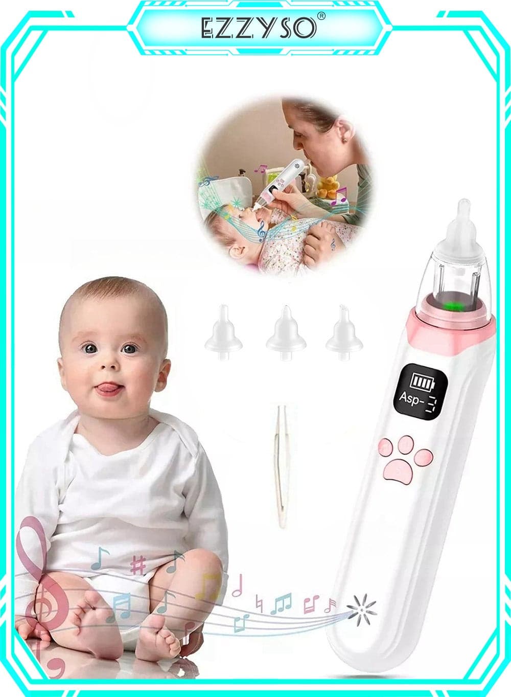 Electric Silent Baby Nasal Aspirator Automatic Baby Nasal Aspirator Nasal Vacuum Cleaner For Infant Safety Electric Silent Cleaner