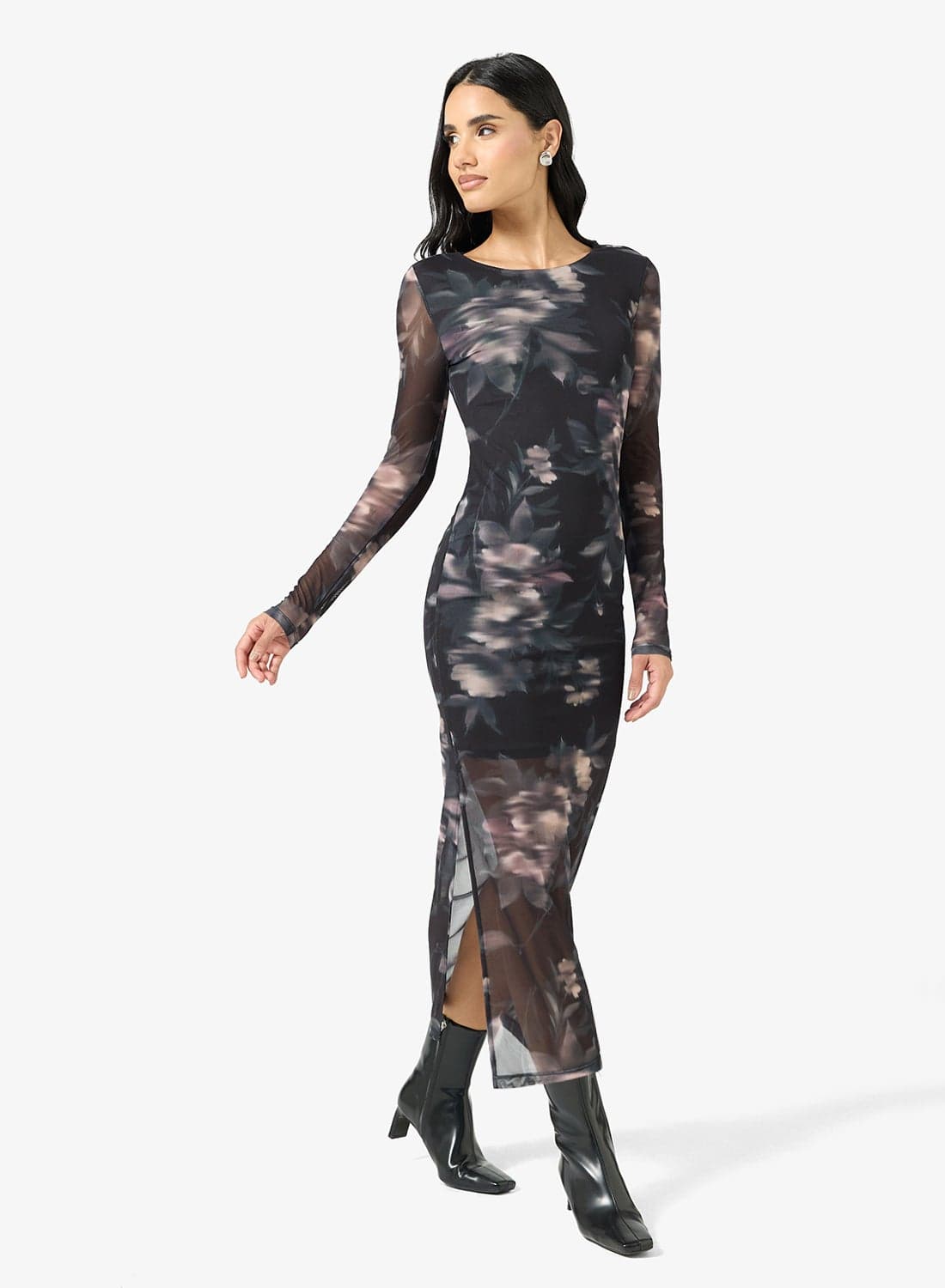 ONLKAYA LIFE Long Sleeva MIDI MESH DRESS