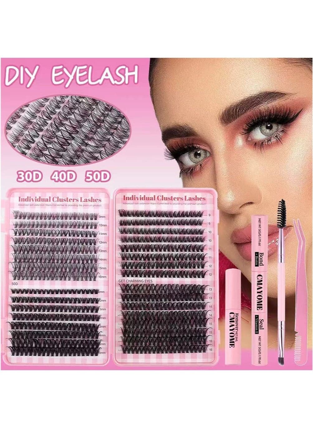 4 Styles DIY Eyelash Extension Kit 640 Clusters, 9-16mm Mixed Individual Lashes Cluster, Natural Curl Personal Eyelash Set, Segmented False Eyelashes, Thick Eyelashes