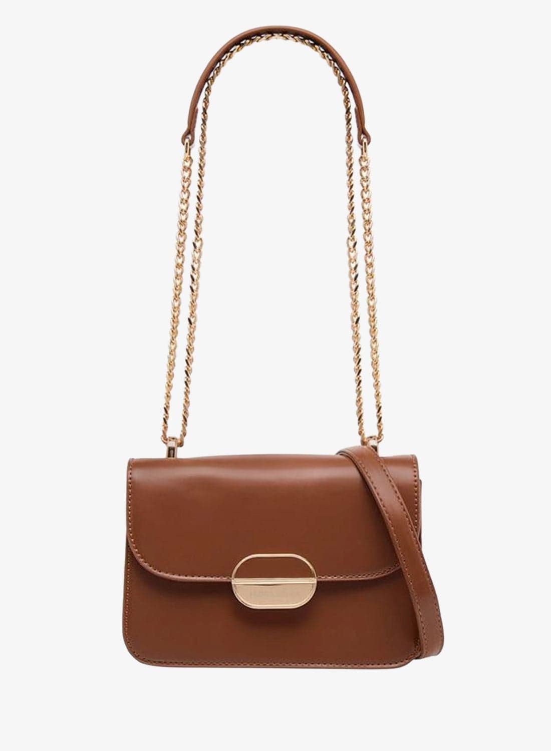 Solid Crossbody Bag with Detachable Strap